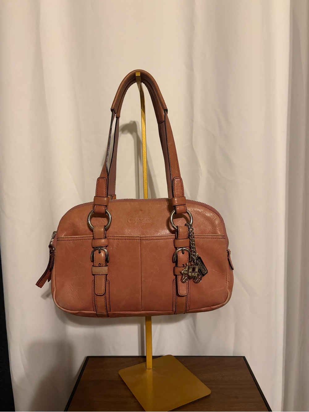 Coach Bonnie Leather Shoulder Bag in Cognac Brown